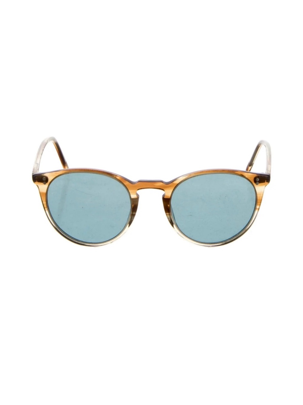 Oliver Peoples Round Tortoiseshell Sunglasses with Blue Lenses